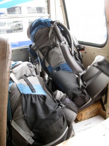 Backpacks Stored in the Back of the Bus Storing Bags on Chicken Buses