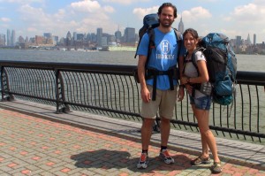 Hoboken New Jersey Waterfront Hikers Leaving Hoboken NJ