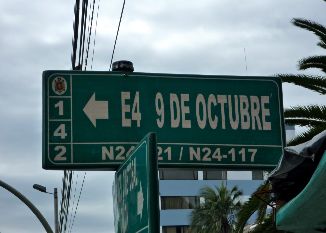 Calle 9 de Octubre in Quito, Ecuador Dates as Street Names